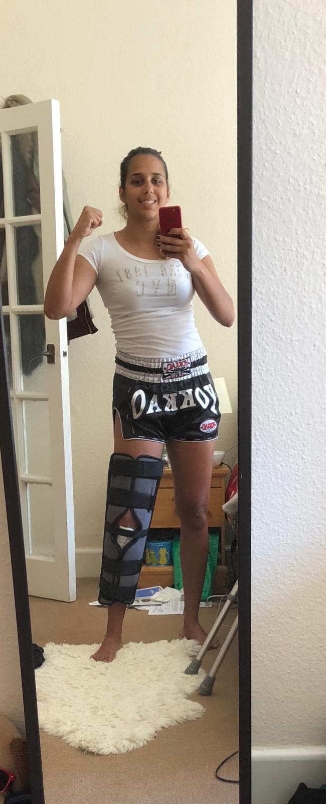 Dani in a knee brace